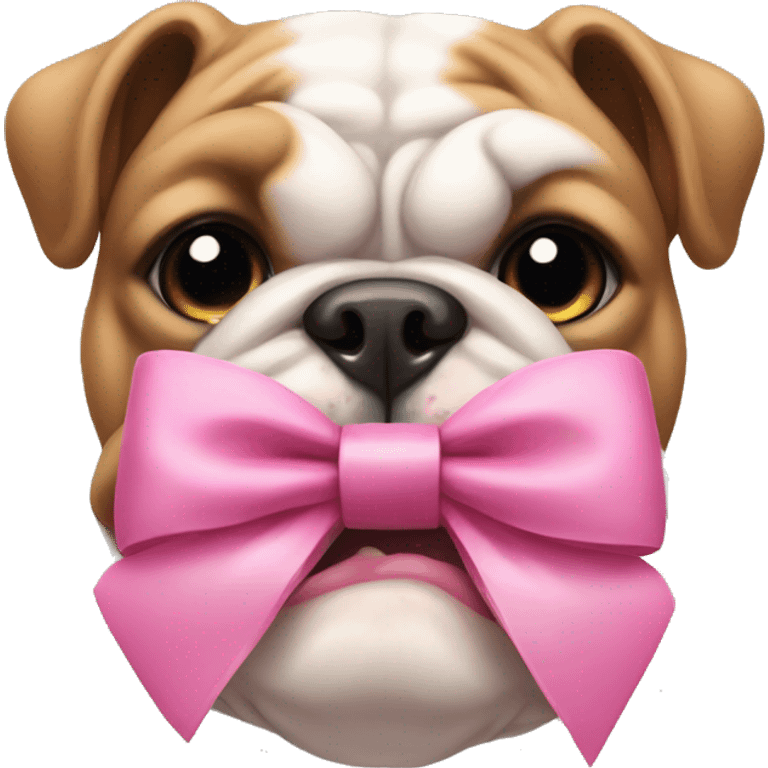 bulldog with cute pink bow emoji