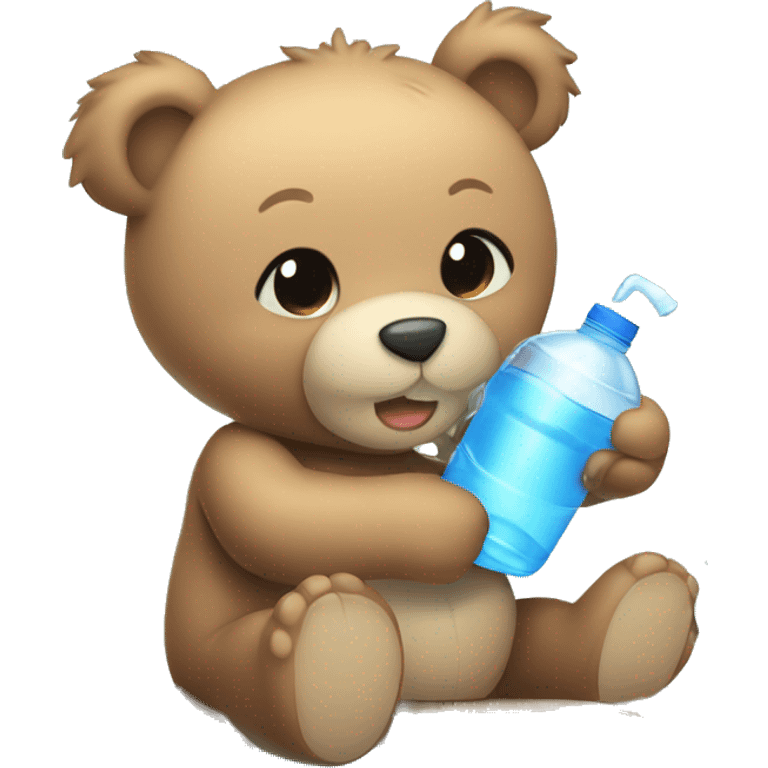 Cute teddy bear drinking water emoji