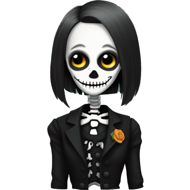 skeleton Wednesday Adams style emoji