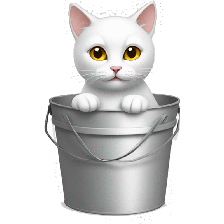 White Cat with a Bucket on top emoji