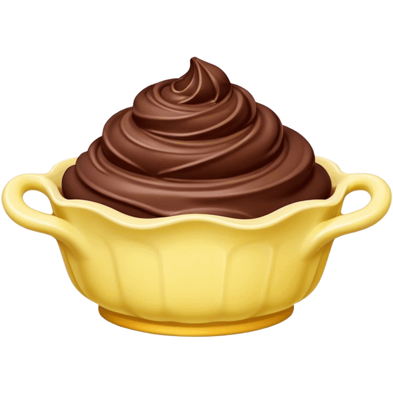 Chocolate gelato in a scalloped-edged light yellow ceramic dish emoji