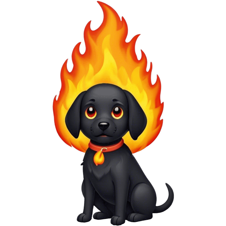 black Dog on fire emoji