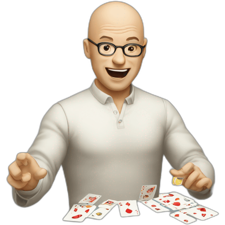 Bald man manipulating cards emoji