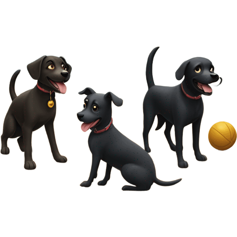 3 dogs and a black in the beach at Hawaii emoji