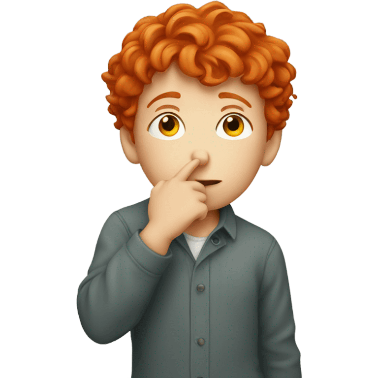 Red headed boy picking his nose emoji