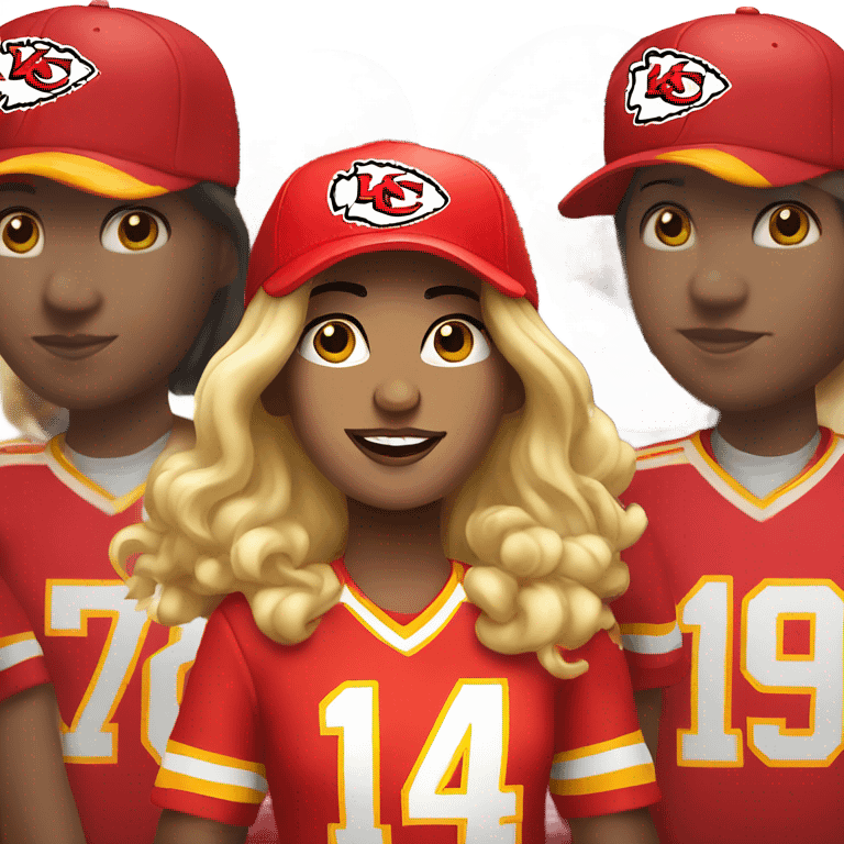 Cindy wearing at chiefs shirt and a hat emoji