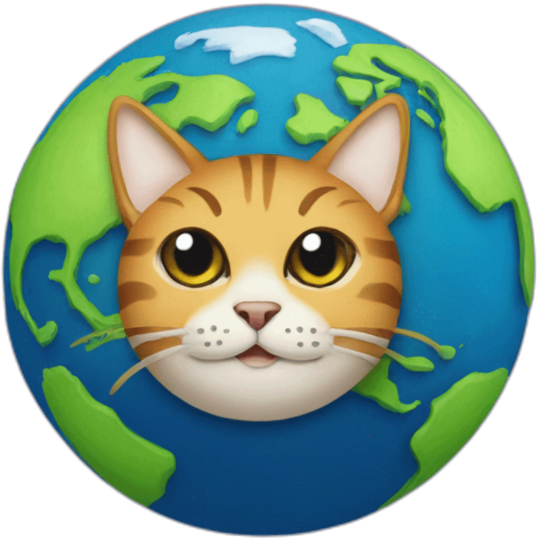 planet earth with a cat face emoji