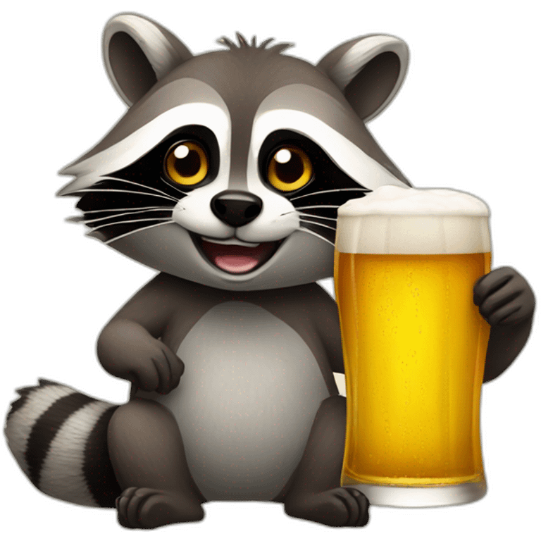 Racoon drinking beer emoji