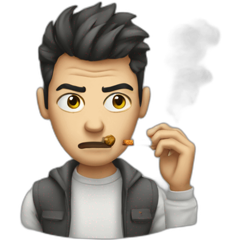 Smoker with smash eye and cigarette emoji