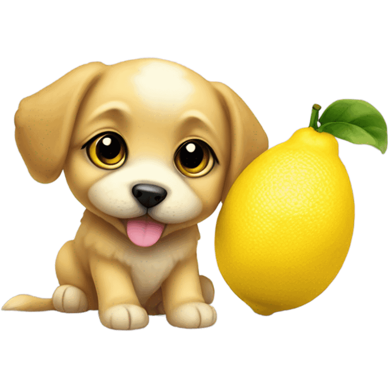 Puppy with a lemon on his head  emoji