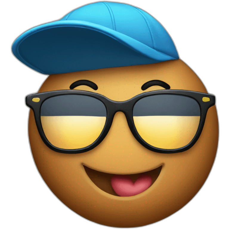 Poop emoji in sport sunglasses and sport cap emoji