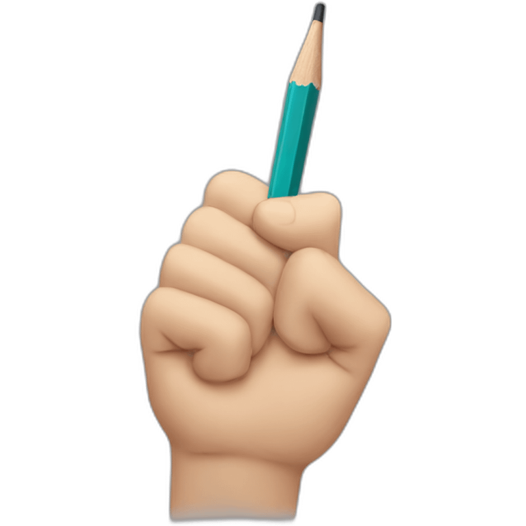 hand holding pencil in fist emoji