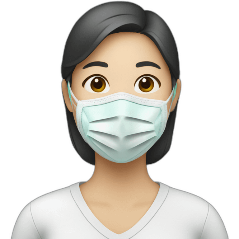 Asian woman wearing N95 Respirator emoji