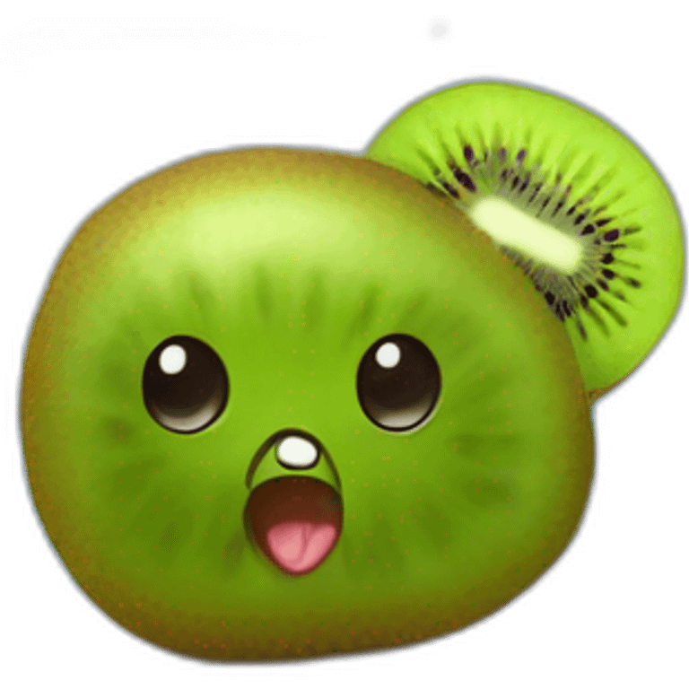 kiwi fruit with face holding up laptop emoji