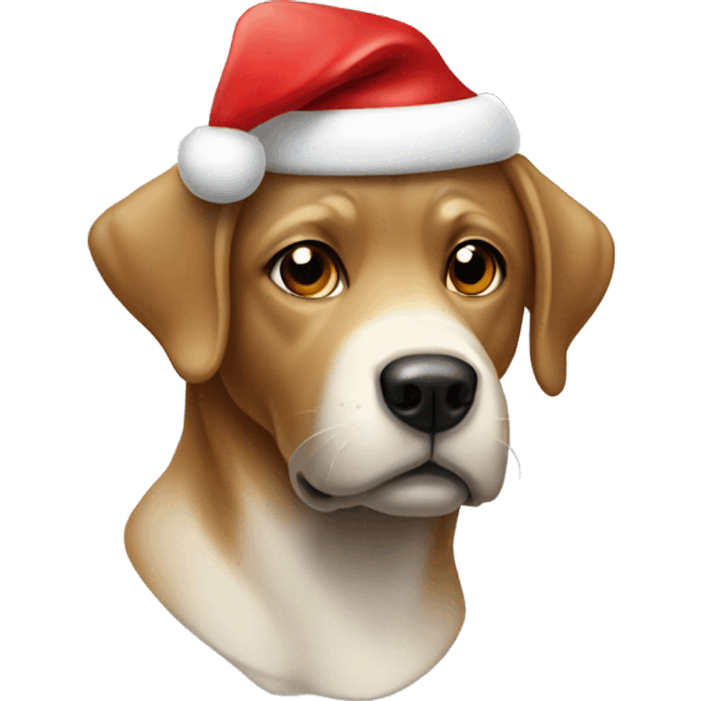 Lab wearing Santa hat emoji