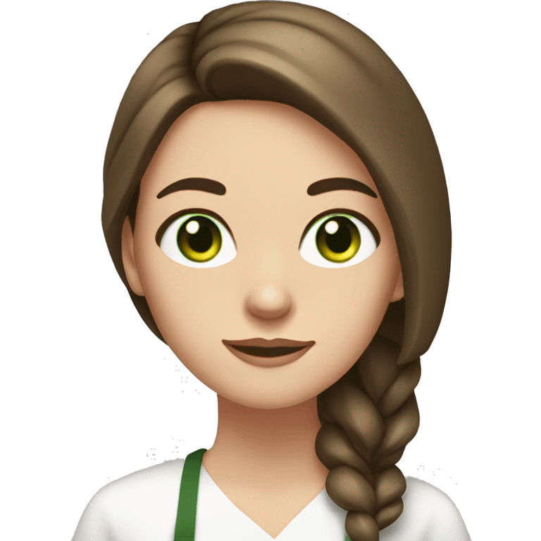 white girl with straight brown hair and green eyes cooking emoji