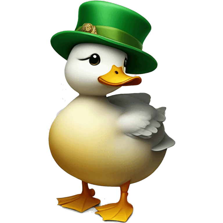 cute chubby duck with hand and wear green hat emoji