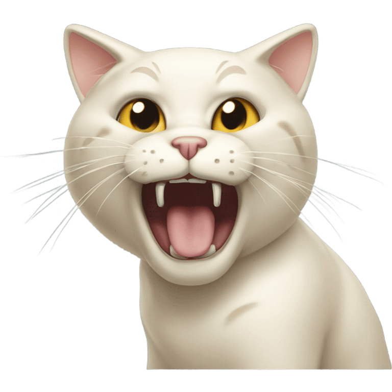 Cream cat hissing  emoji