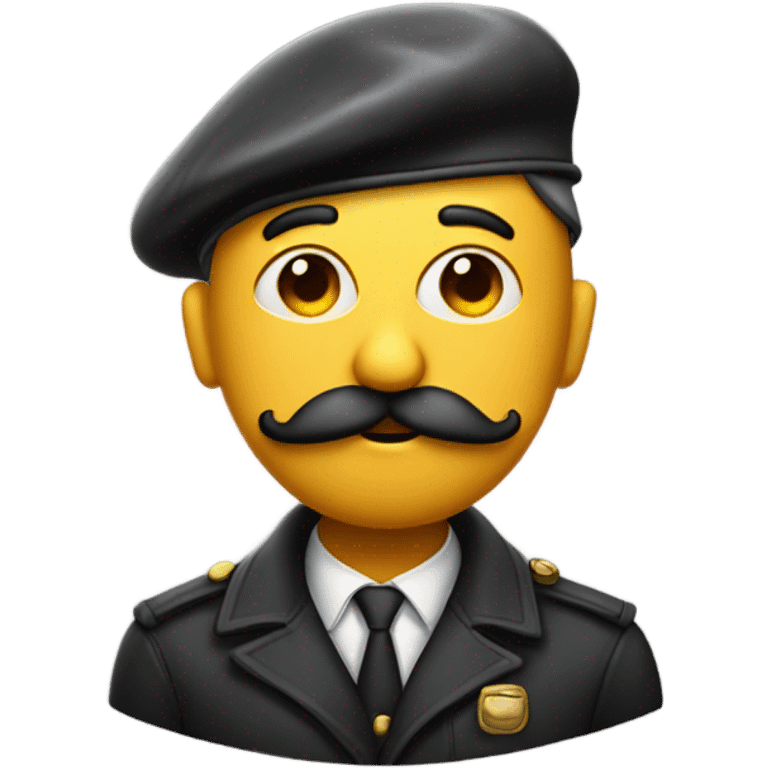 Pensive emoji with moustache wearing beret emoji