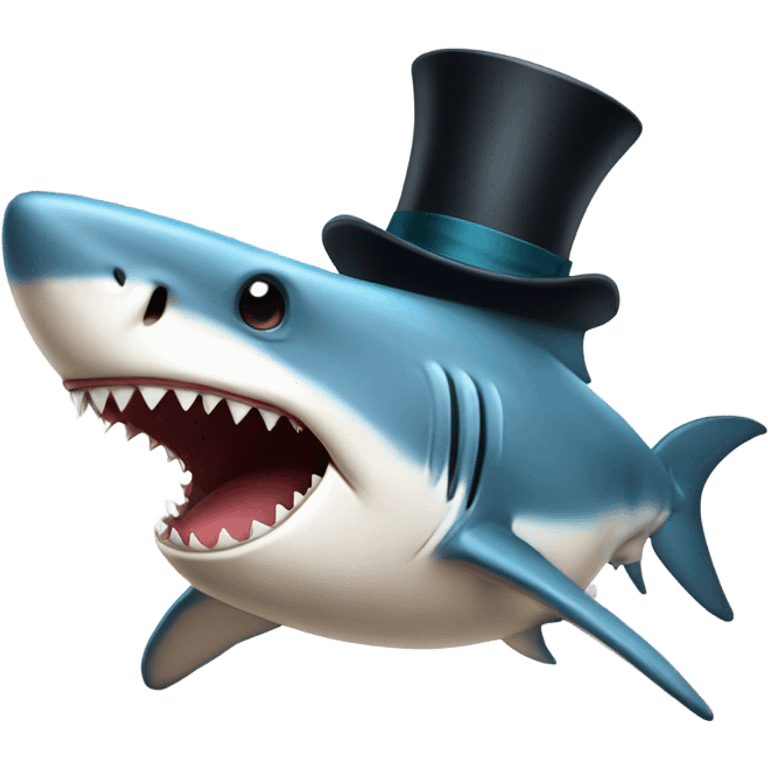 Shark with a top hat emoji