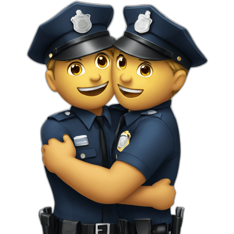 two police men with hats hugging emoji