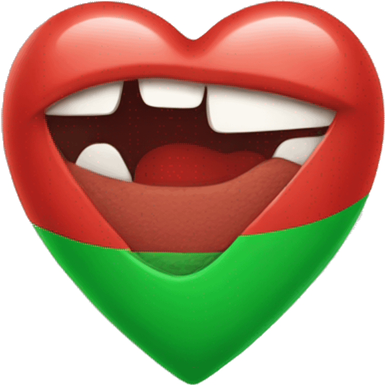 Half red half green heart emoji