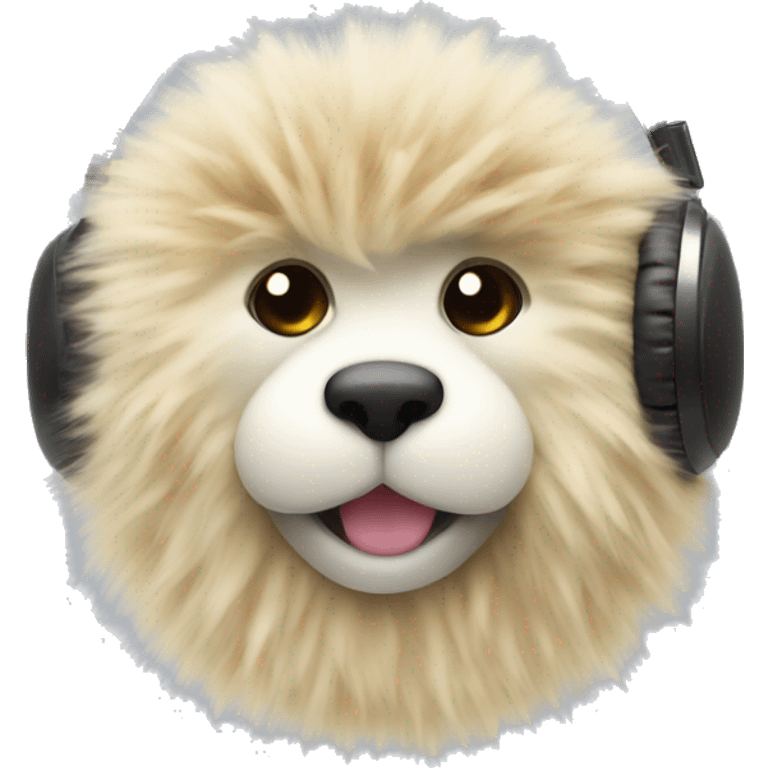 Fluffy fur headphones accessory isolated  emoji