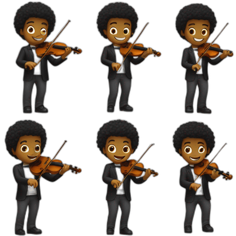 JOVEN DE PELO LACIO NEGRO MUY BONITA TOCANDO EL VIOLÍN emoji