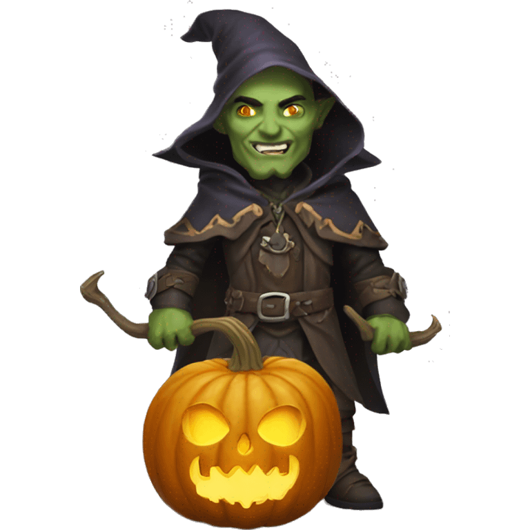 half-orc male wizard necromancer pumpkin emoji