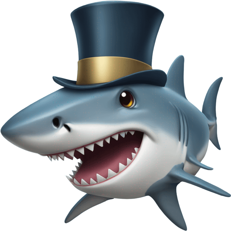 Shark with a top hat emoji