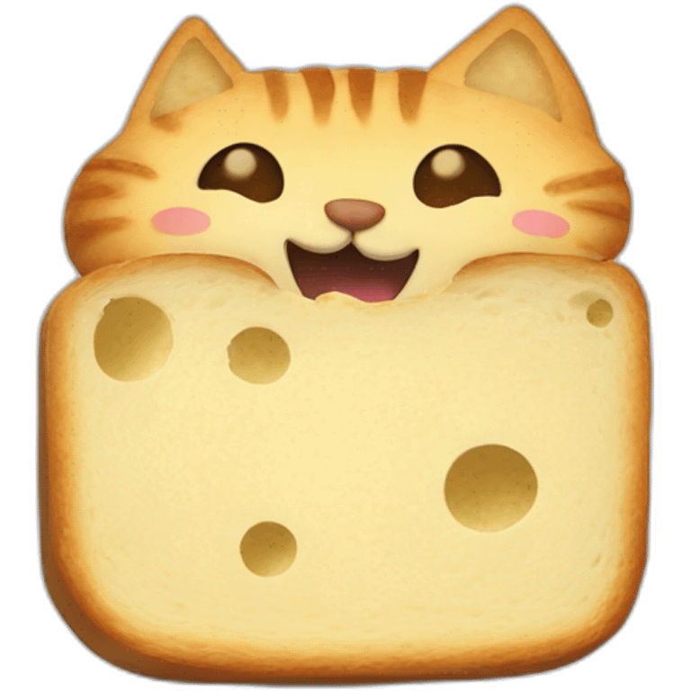 Un chat qui tartine une tranche de pain emoji