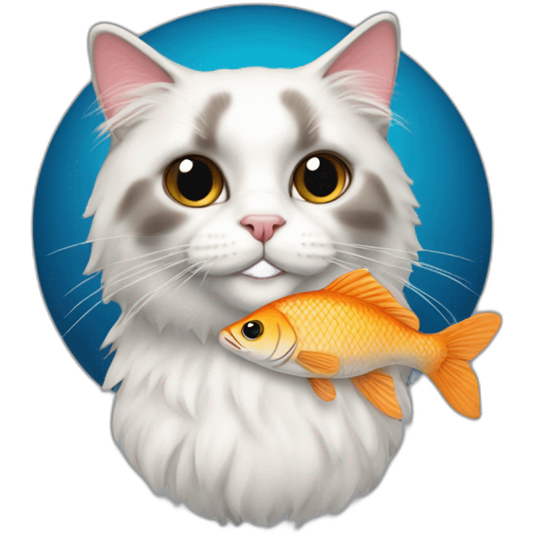 ragdoll cat with fish in mouth emoji