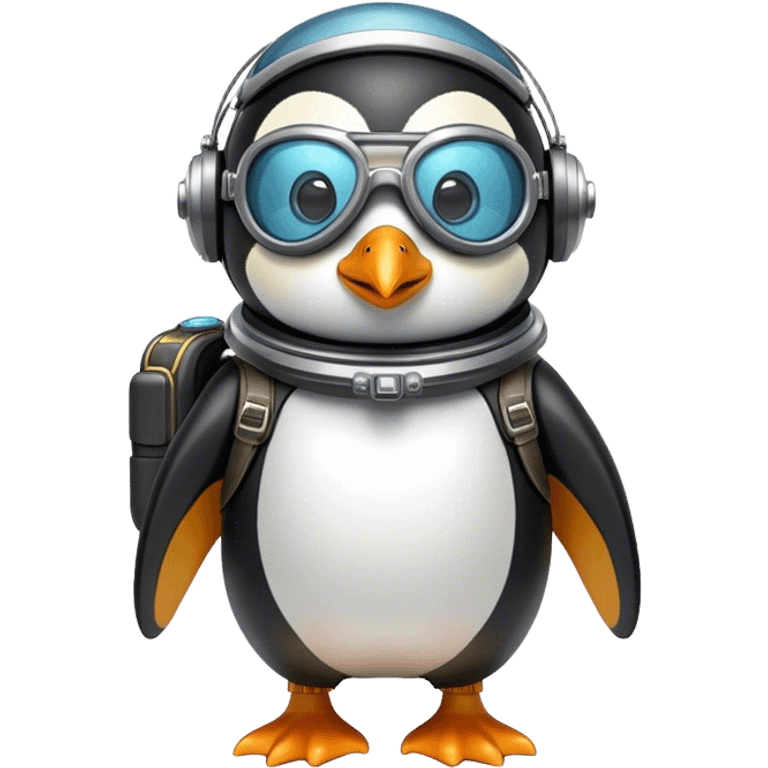 Penguin with jetpack and aviator glasses emoji