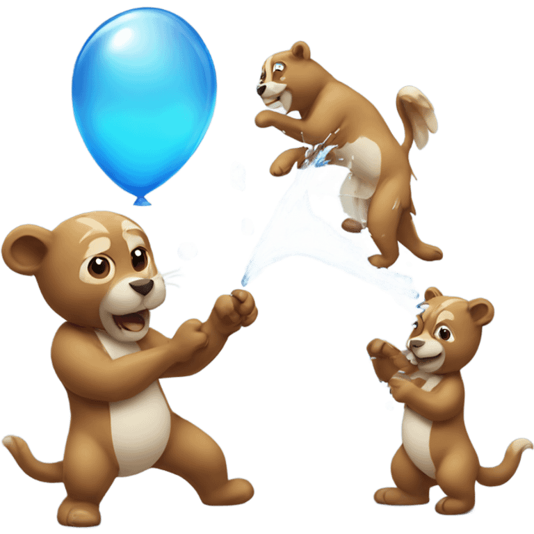 Animals having a water ballon fight  emoji