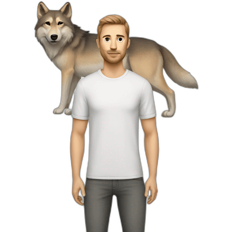 caucasian man with a wolf on his shirt emoji