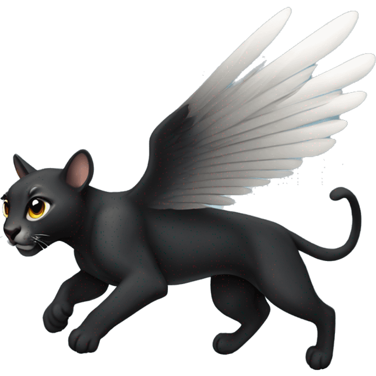 winged black puma flying emoji