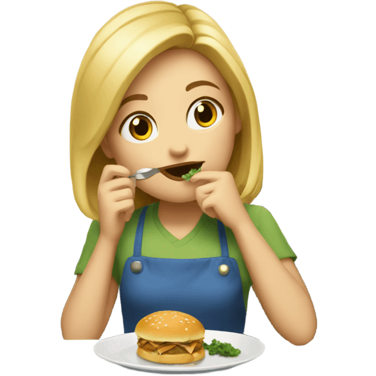 ￼ Blonde, Girl, getting ready to eat dinner emoji