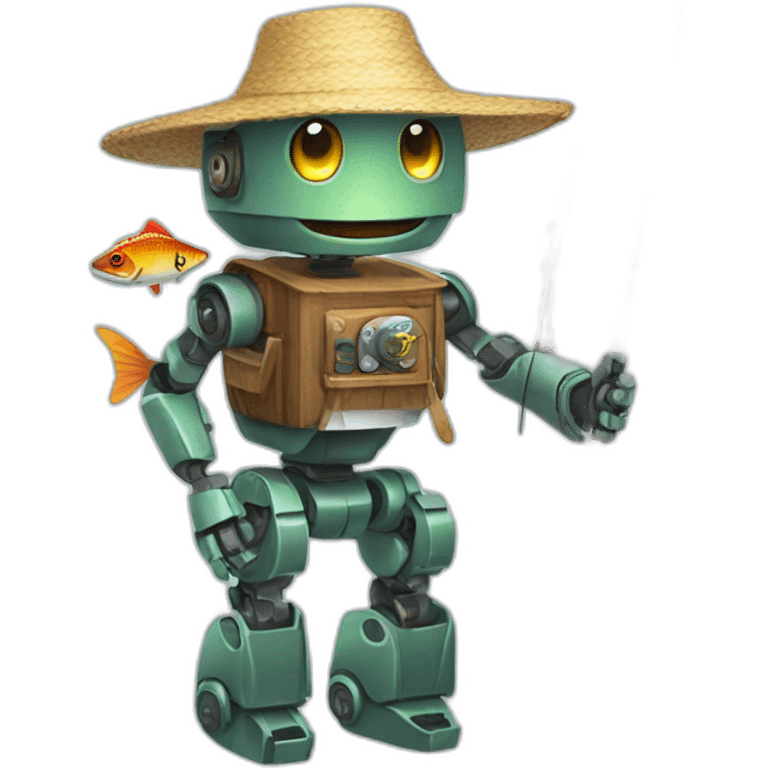 robot with fishing rod and strawhat emoji