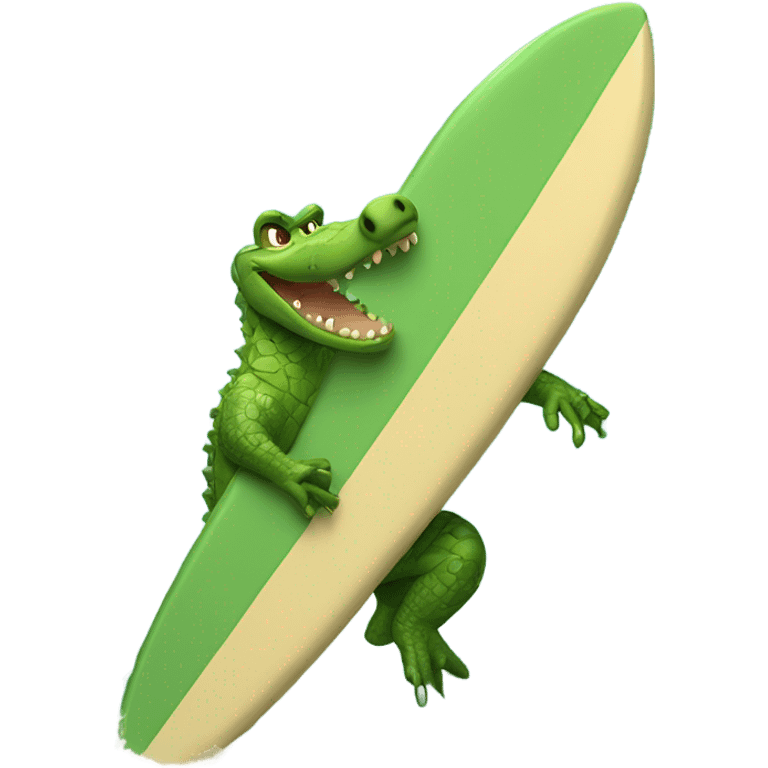 Crocodile on a surfboard ￼ emoji