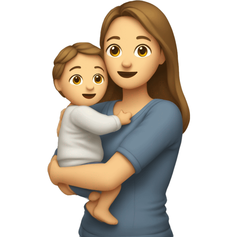 Mom holds the baby in her arms facing each other emoji