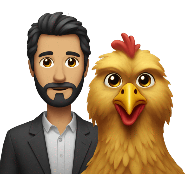 chicken and man with dark hair and beard emoji