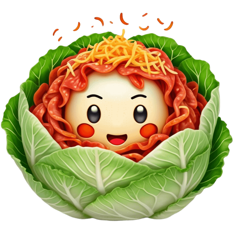 Cinematic Realistic Kimchi Dish Emoji, depicted as a vibrant fermented cabbage dish with a spicy kick rendered with detailed textures and dynamic, appetizing lighting. emoji