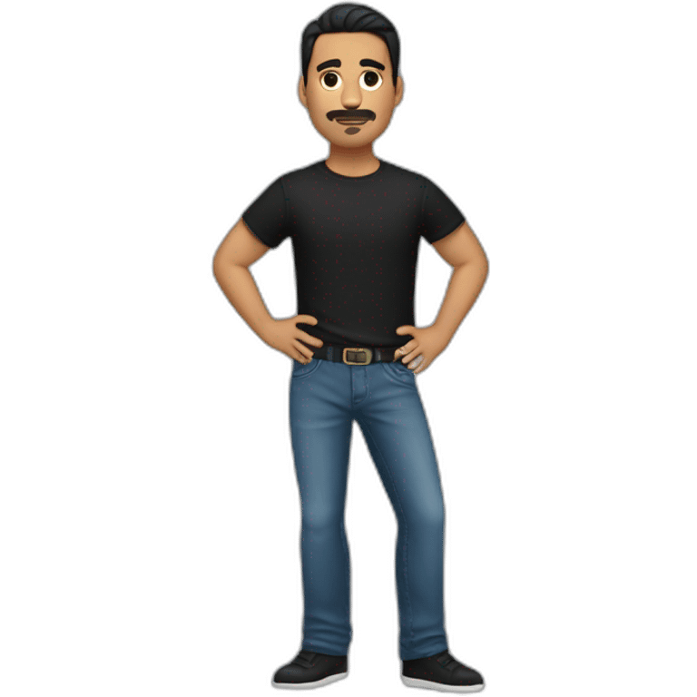 a full body mexican gentleman with black Tshirt and jeans emoji