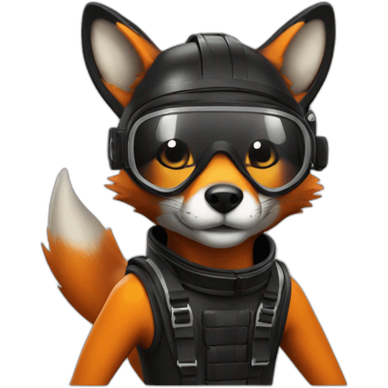 fox in black rubber shiny diving suit emoji