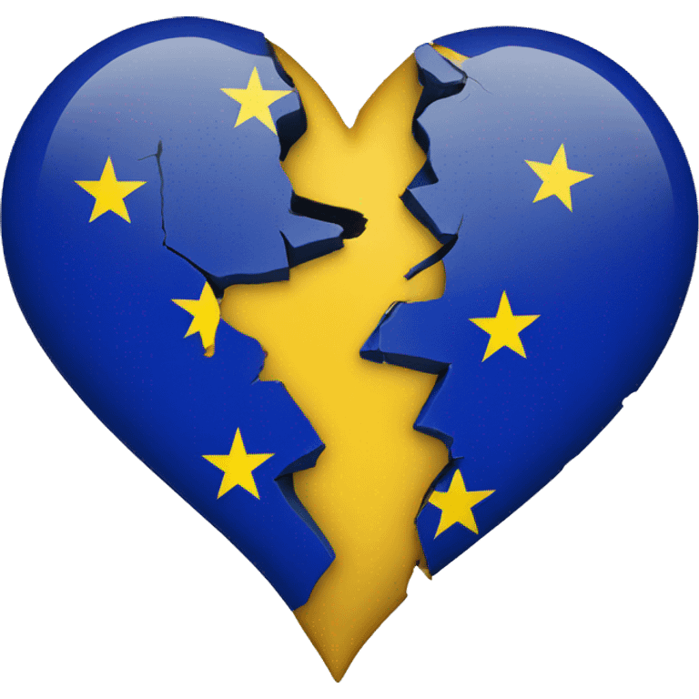 Broken heart with EU flag cracked emoji