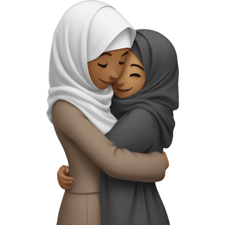 2 hijab girls hugging emoji