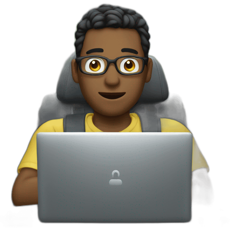 man using pc in the car emoji