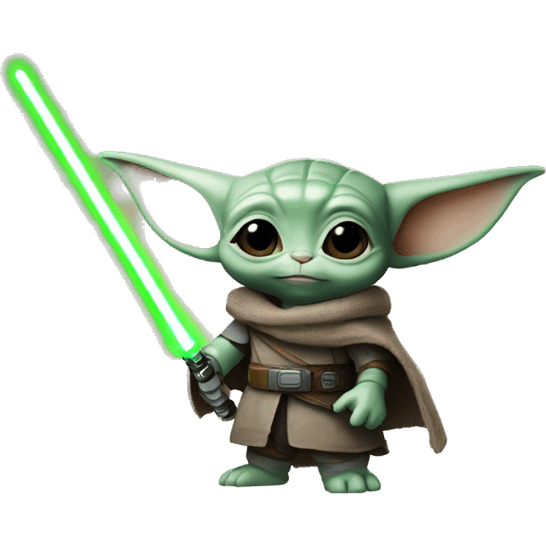 Grogu from The Mandalorian with a green lightsaber emoji