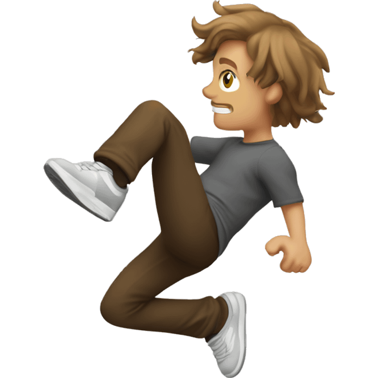 parkour white person, brown  middle part mid long hair, doing a backflip emoji