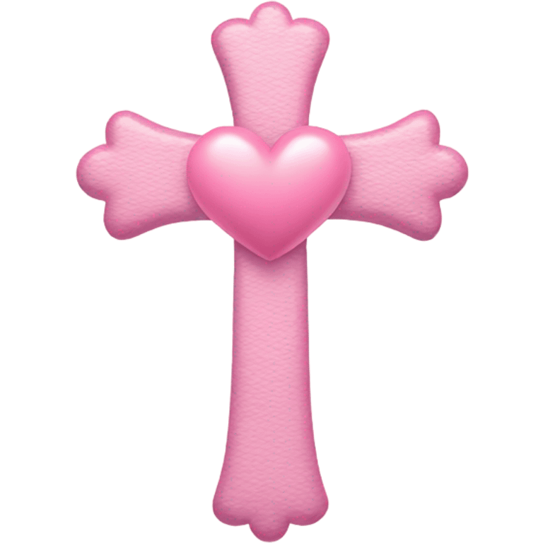 cross with heart and bow in pastell pink emoji